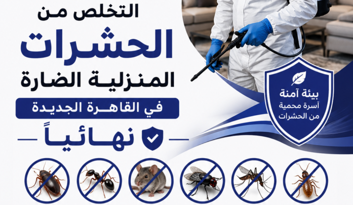 التخلص من الحشرات المنزلية الضارة في القاهرة الجديدة نهائيًا