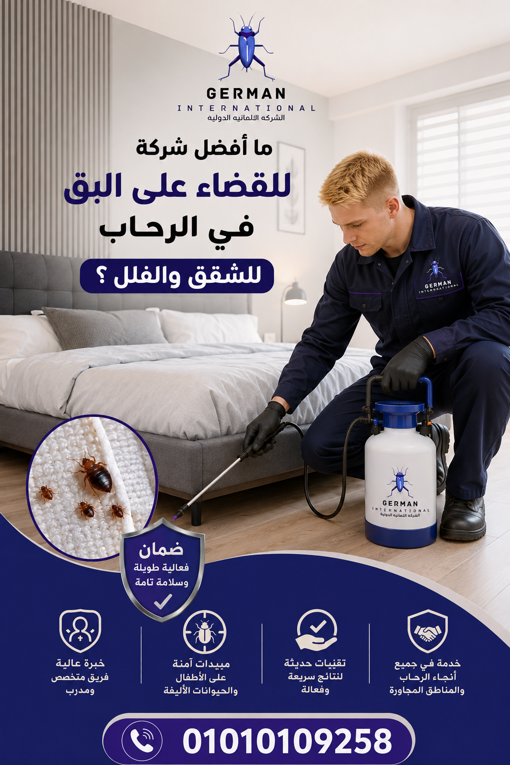 ما أفضل شركة للقضاء على البق في الرحاب للشقق والفلل ؟