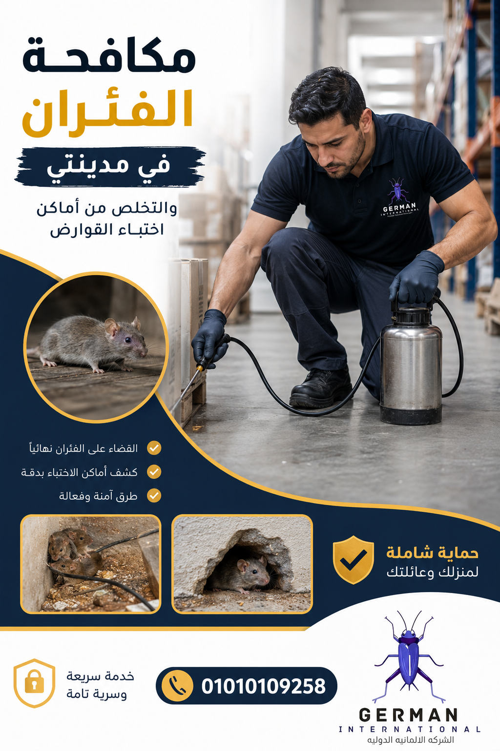 مكافحة الفئران في مدينتي والتخلص من أماكن اختباء القوارض